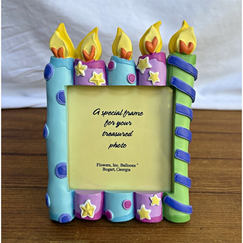 Y2K Style Kids Birthday Frame Balloons Candles Stars Resin Photo Frame 4x4